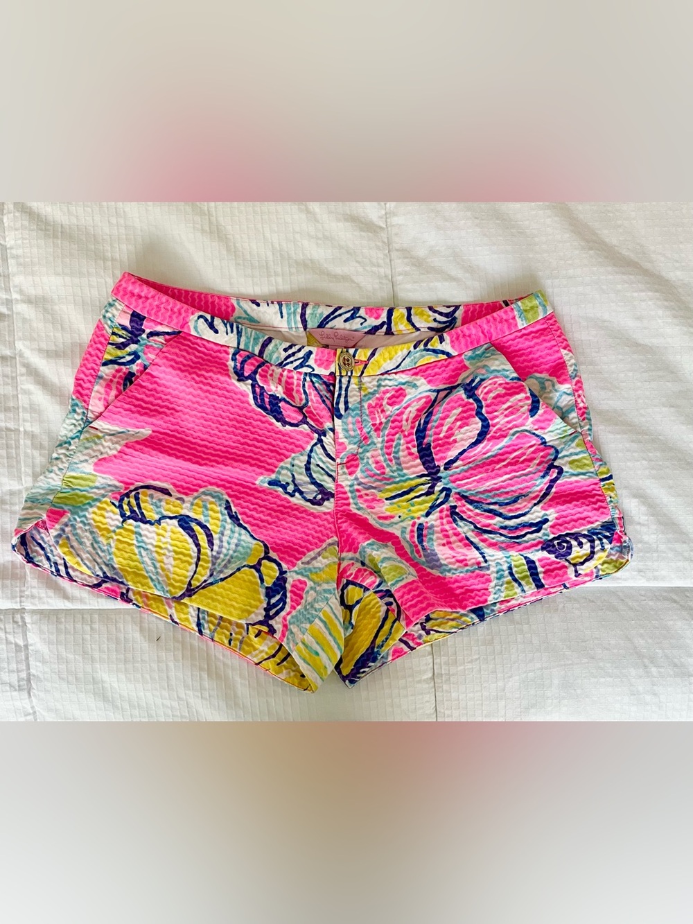 Lilly Pulitzer “Adie” Hot Pink Floral High-Waist Resort Shorts, 6